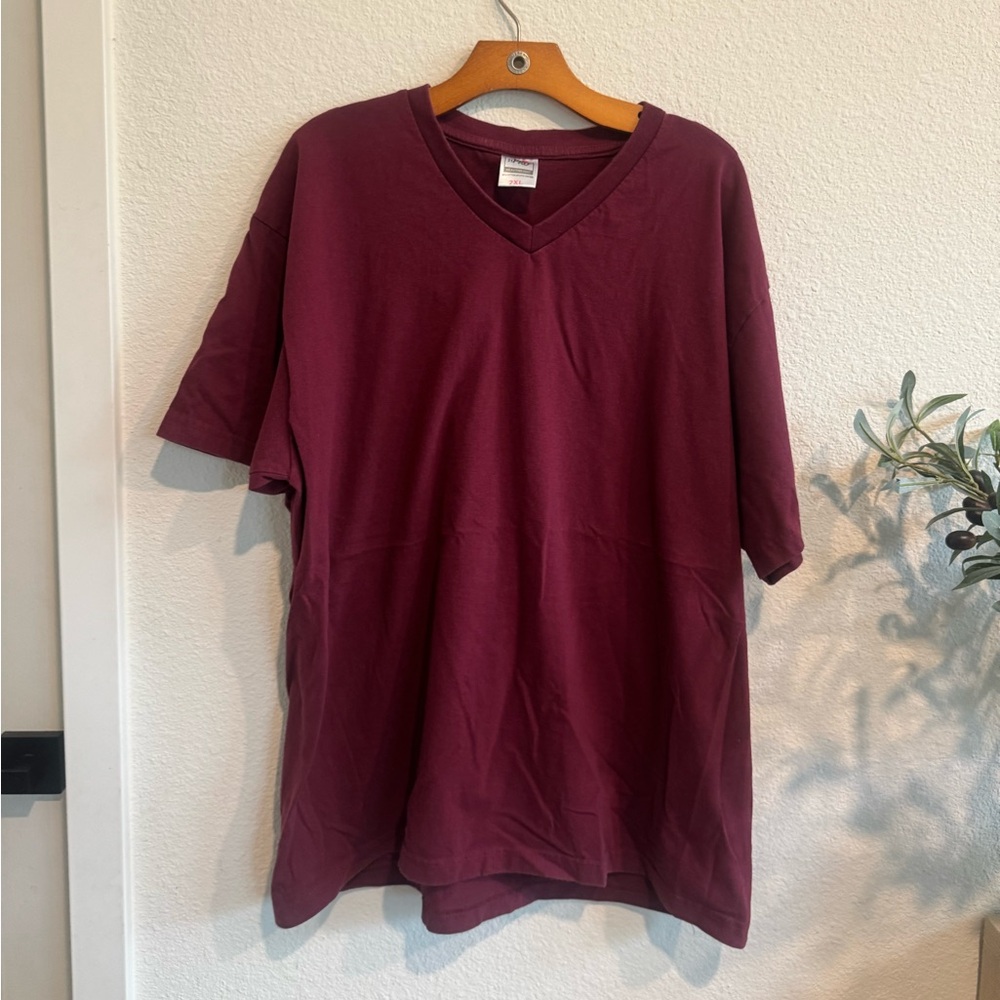 Men's Burgundy V-Neck T-Shirt